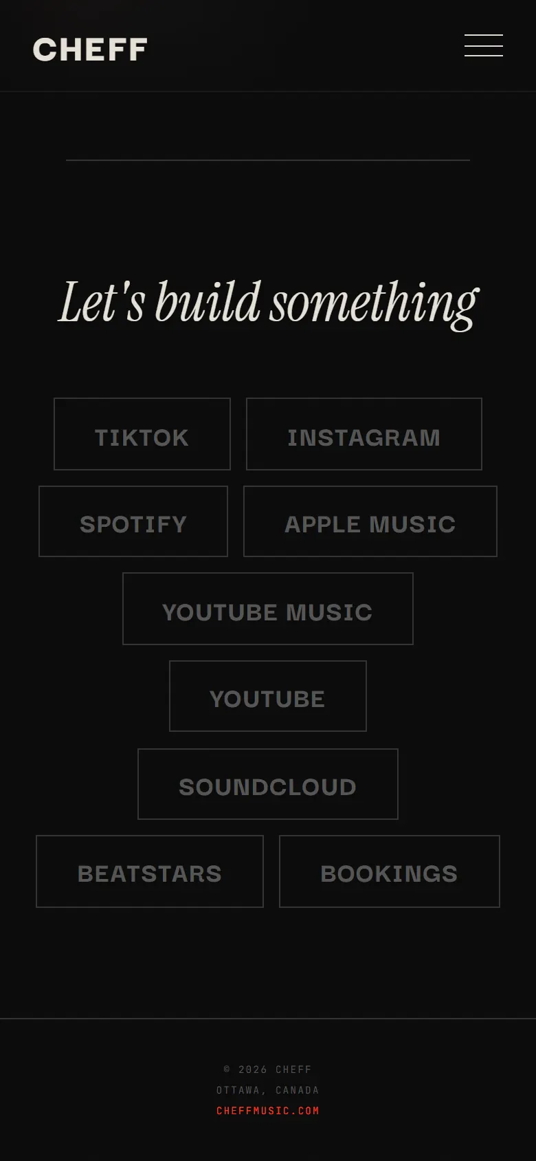 Cheff Music on a phone: Let’s build something, with links to every platform