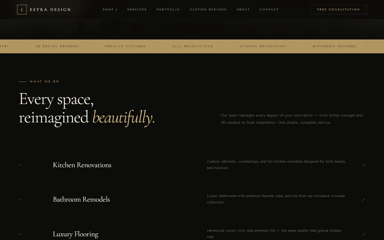 Estra Design services list