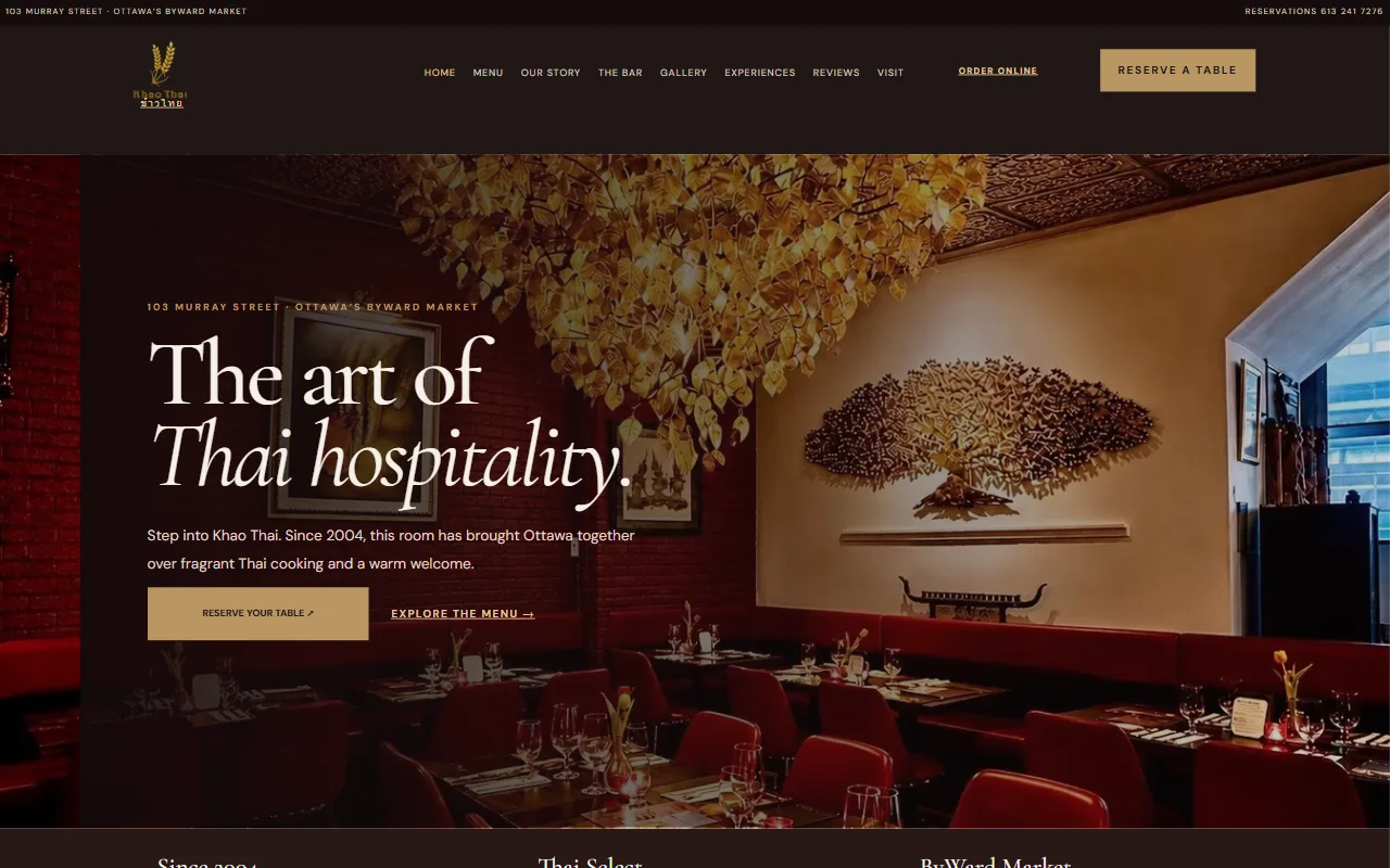 Khao Thai hero: The art of Thai hospitality over the golden dining room